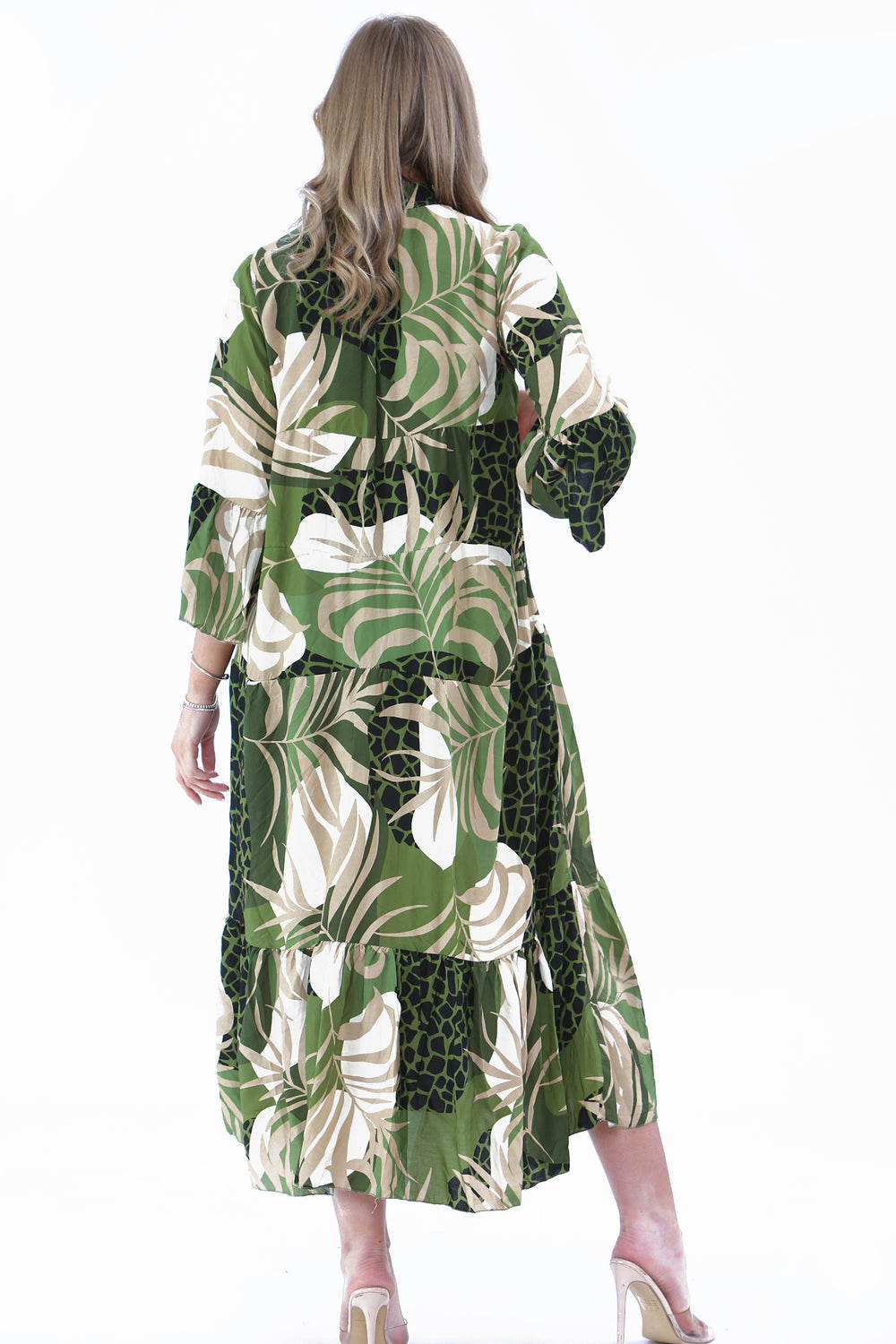 Ayla Mixy Palm Print Smock Maxi Dress - LB Boutique