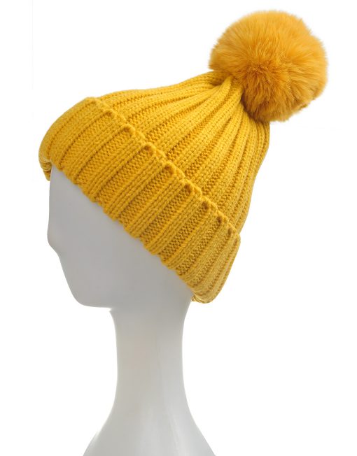 Shyla Plain Stylish Knitted Pompom Hat - LB Clothing