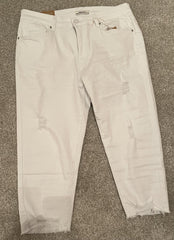 Hilary Distressed Detail Capri Pants - LB Boutique