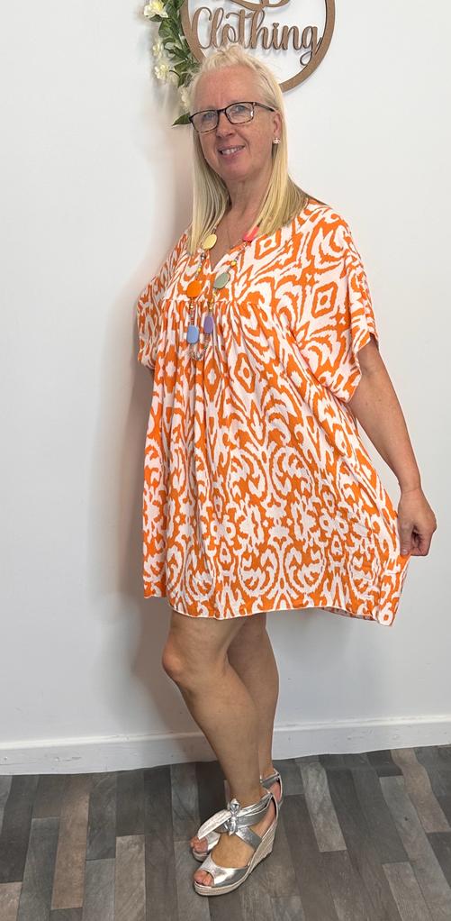 Samira Abstract Print Smock Tunic Dress