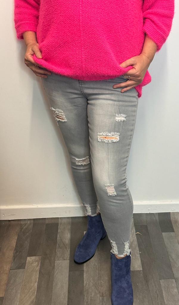 Tiana Distressed Detail High Waist Jeans