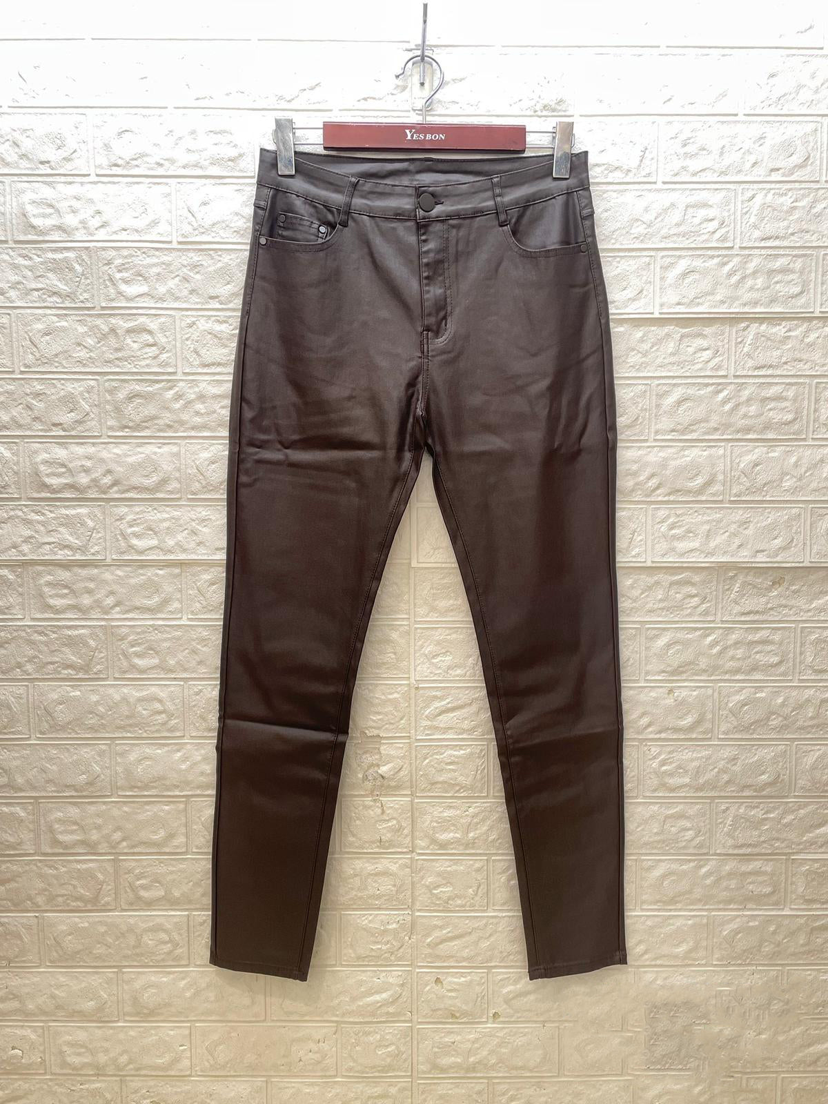 Jemma High Waist Leather Look Jeans - LB Boutique