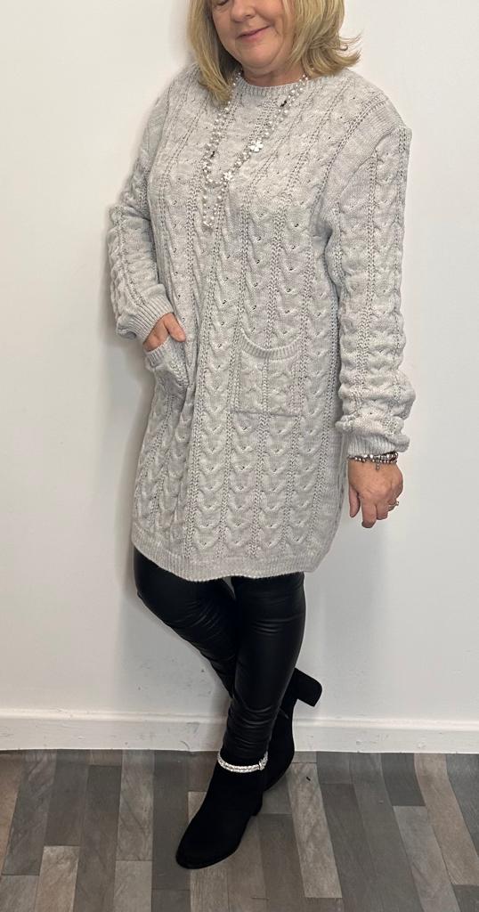Kayla Longline Cabled Knit Jumper Dress - LB Boutique