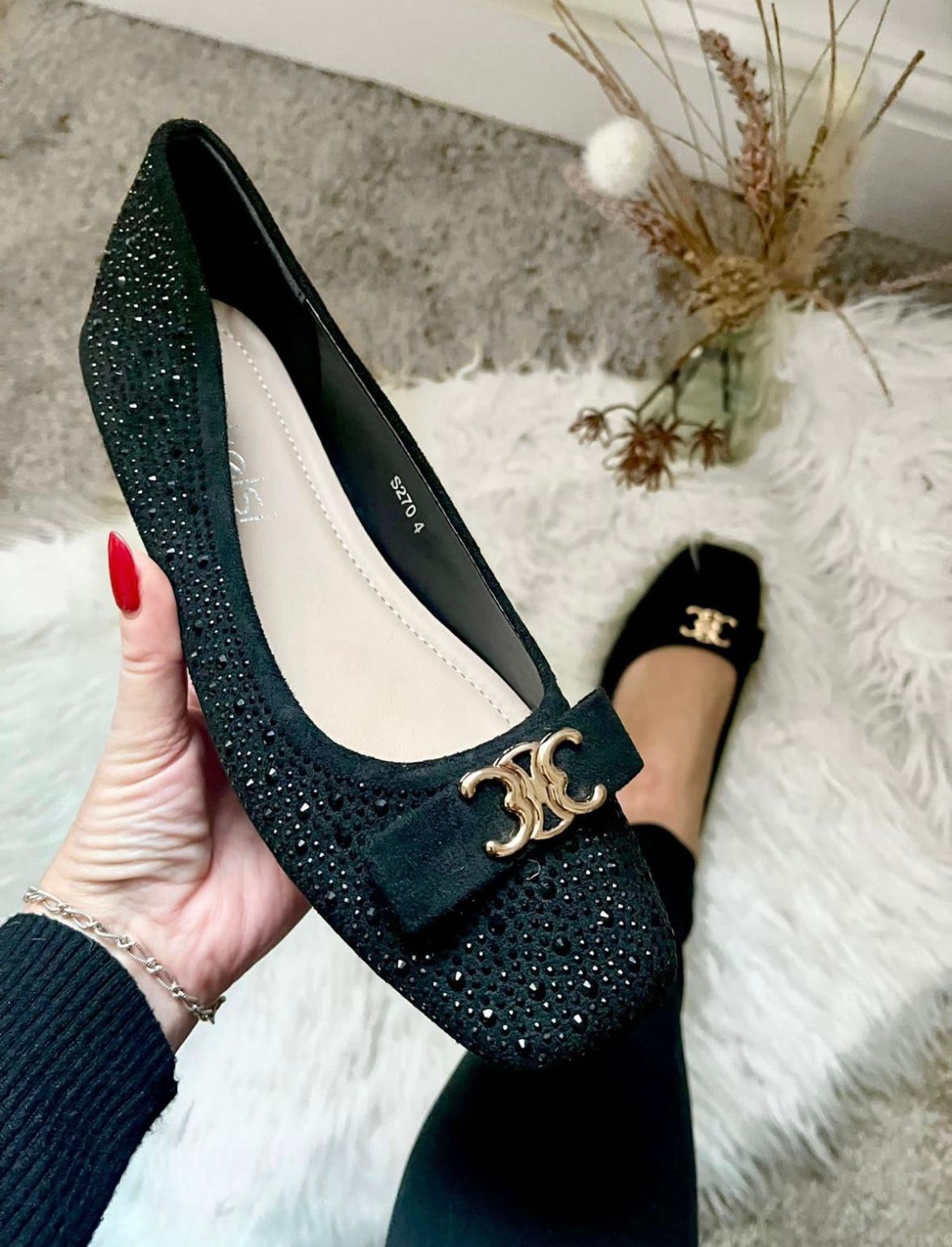 Babs Bow Front Diamante Loafers - LB Boutique