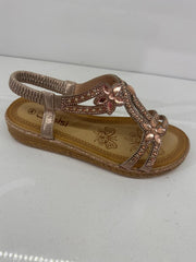 Cadie Diamante Detail Sling Back Low Wedge Sandals - LB Boutique