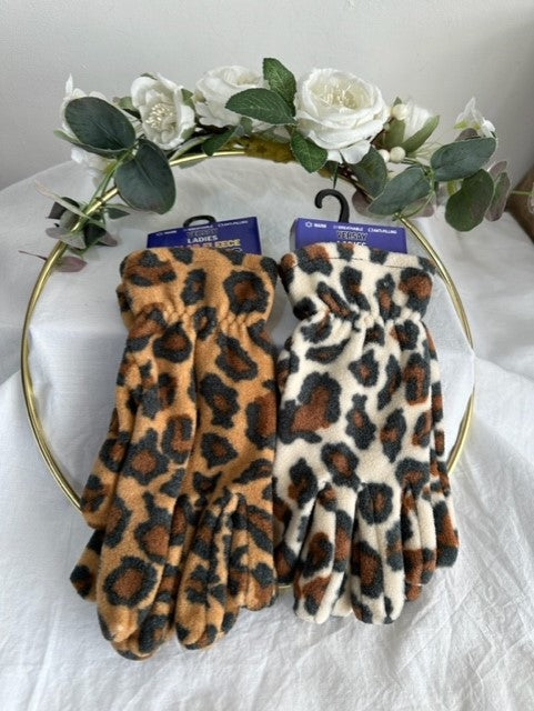 Laela Leopard Print Fleece Gloves - LB Boutique