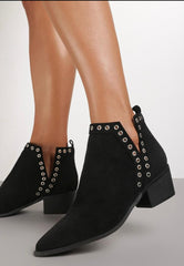 Kirsty Pull On Block Heel Ankle Boots - LB Boutique