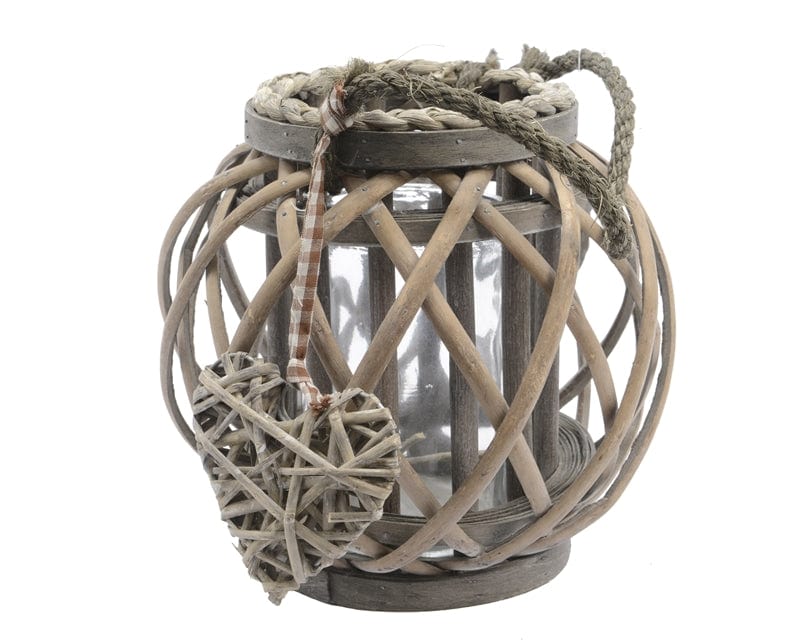 Round Rattan Heart Lantern With Rope Handle - LB Boutique