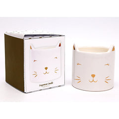 Linen Scented Cat Face Candle - LB Boutique