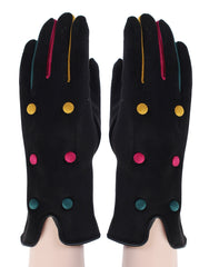Donner Tricolour Decorated Buttons Opened Edge Gloves - LB Boutique