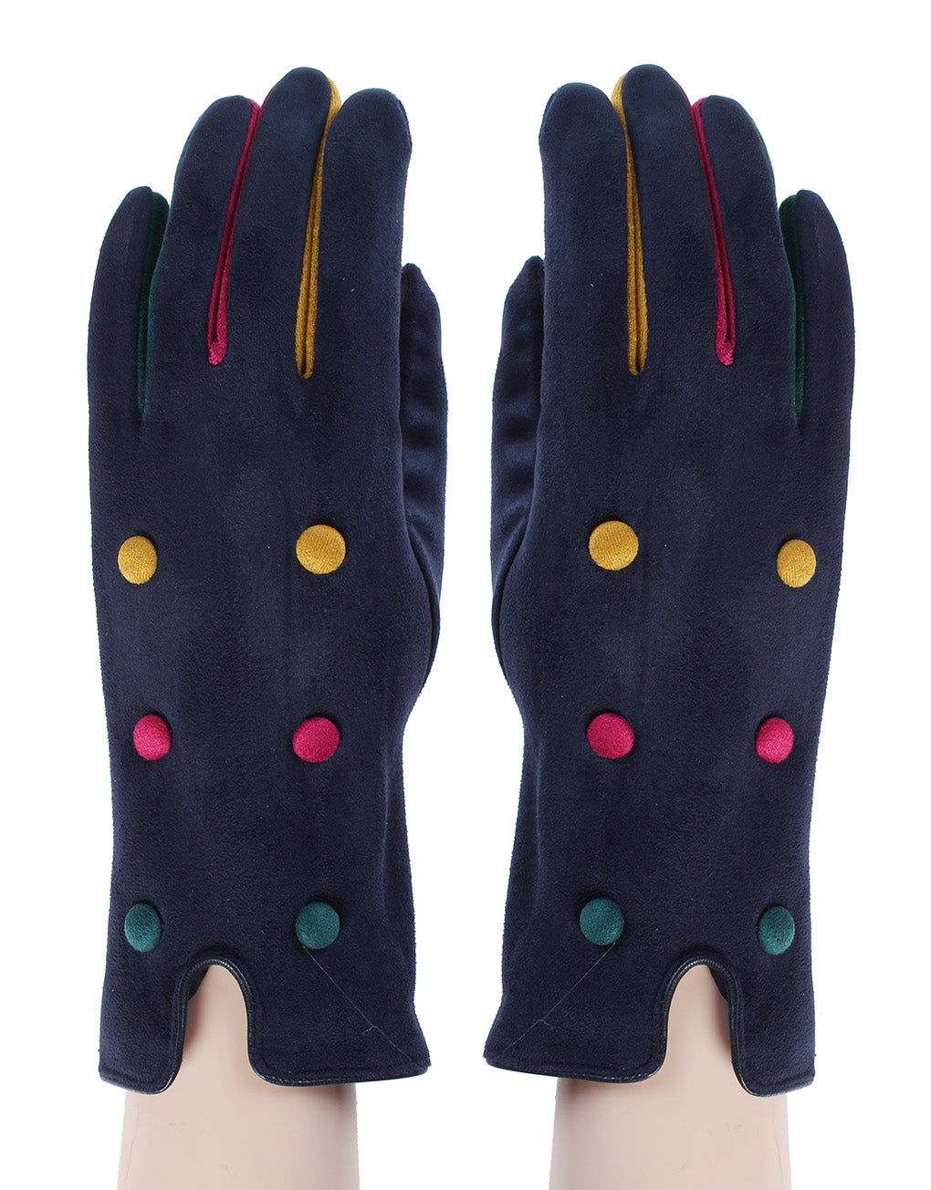 Donner Tricolour Decorated Buttons Opened Edge Gloves - LB Boutique