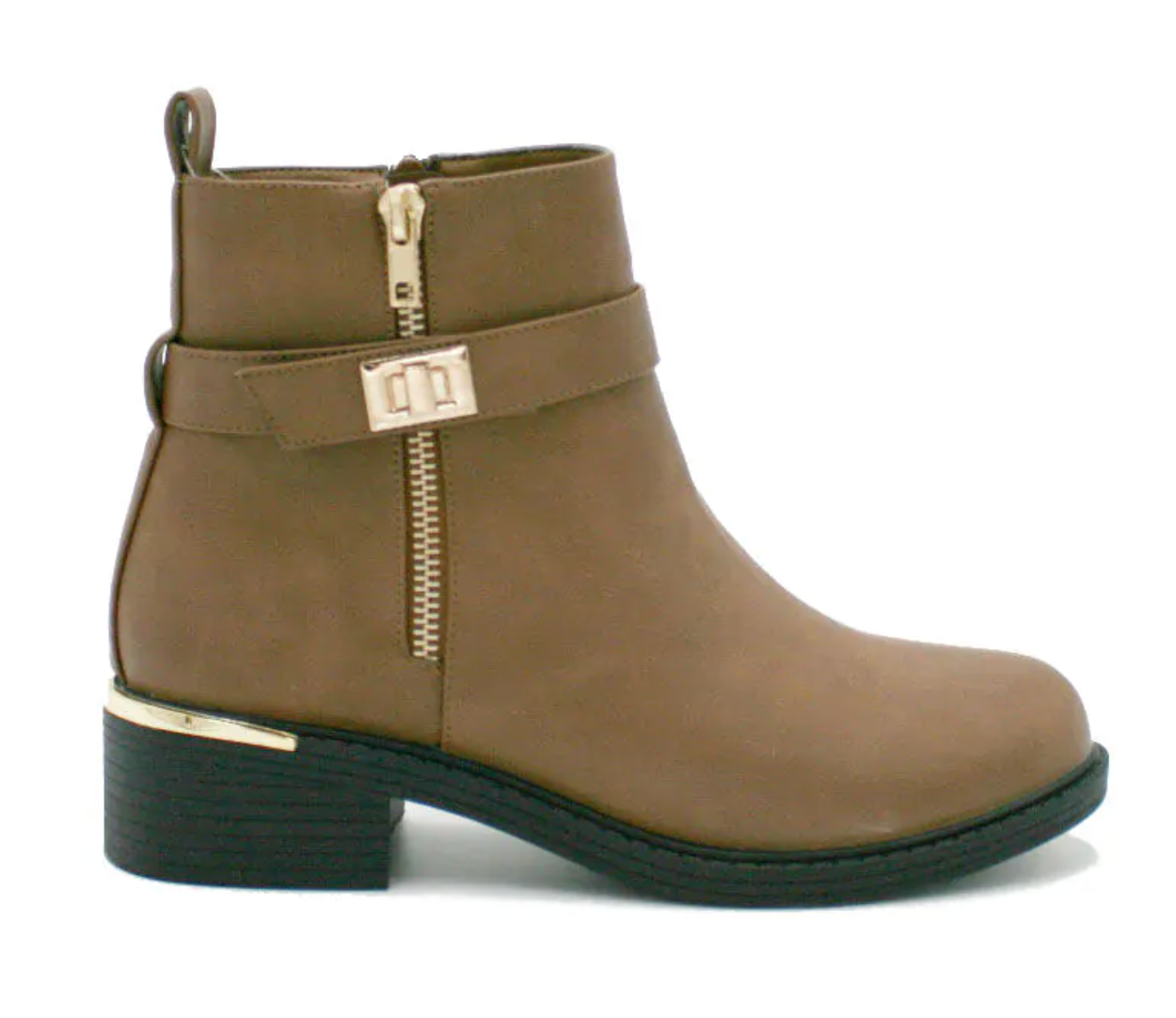 Ellis Gold Heel Wide Fit Ankle Boots - LB Boutique