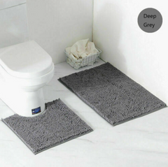2pcs Memory Loop Bath Mat Set Pedestal Non Slip Super Soft Toilet Bathroom Rug - LB Boutique