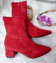 Lizzie Sudette Block Heel Ankle Boots - LB Boutique