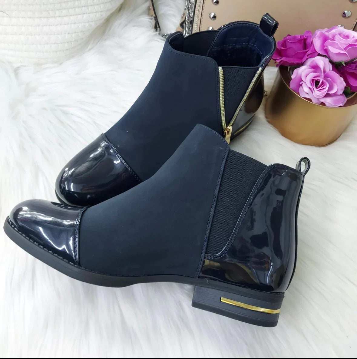 Pauline Patent Ankle Boots - LB Boutique