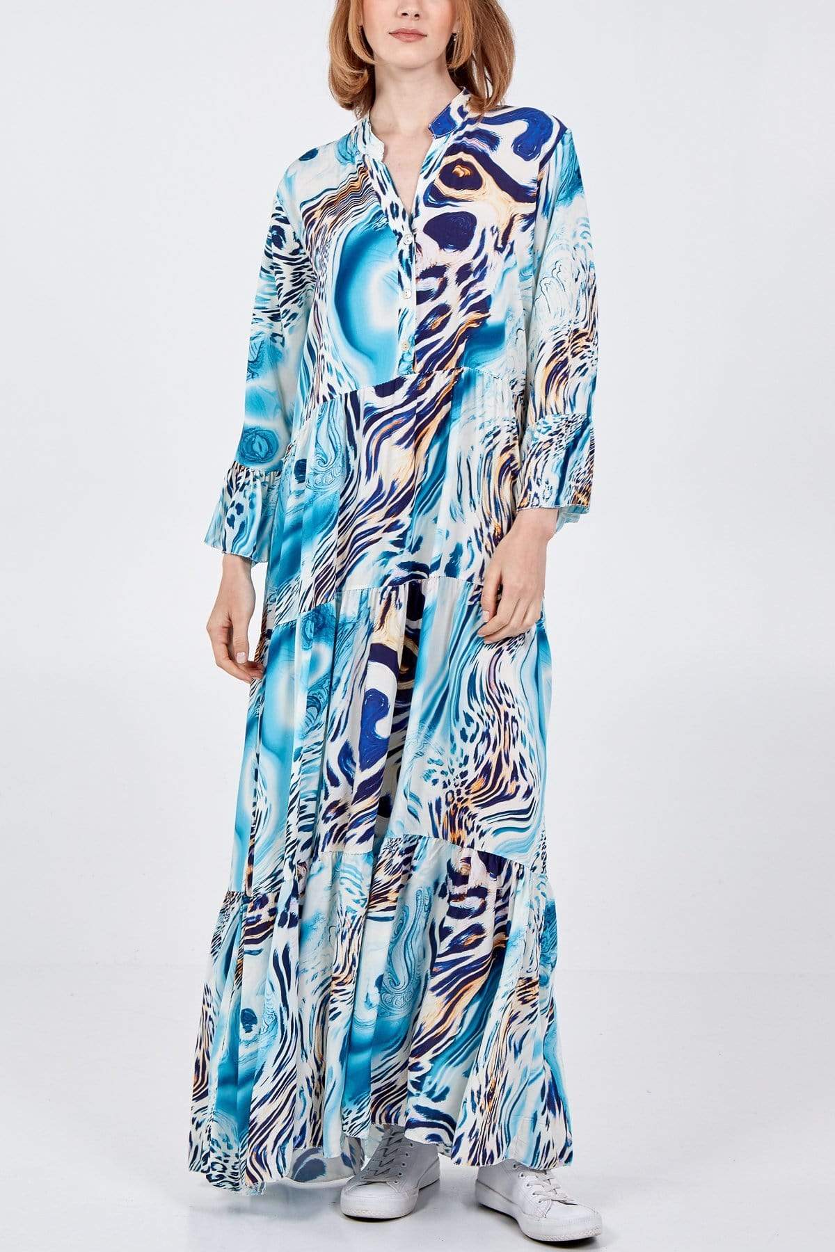 Diane Digital Abstract Leopard Maxi Dress - LB Clothing