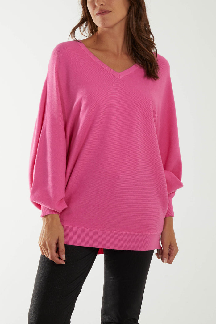 Lydia V-Neck Relaxed Fit Batwing Sleeve Jumper