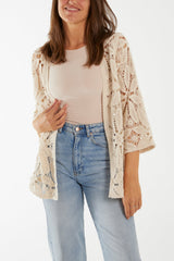 Sammy Crochet 3/4 Sleeve Cardigan