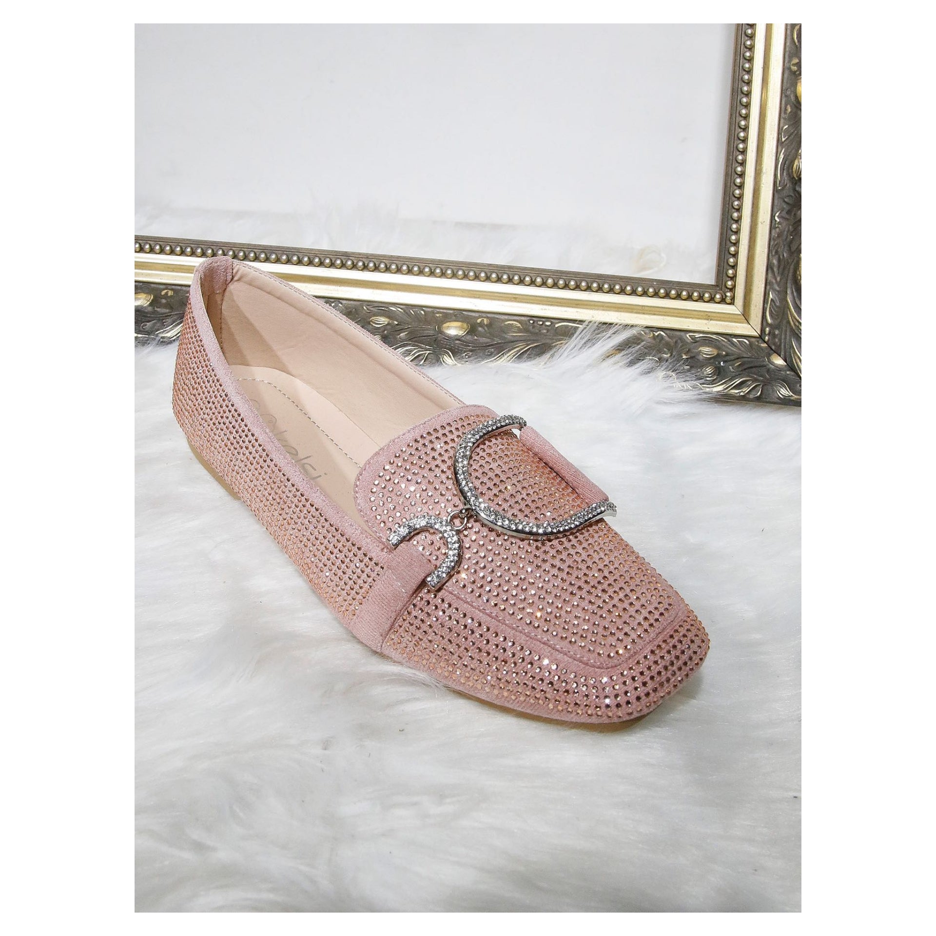Ladies Diamante Buckle Loafers LB Boutique