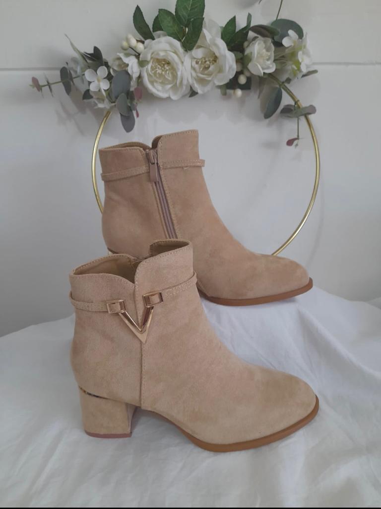 Victoria V Buckle Detail Ankle Boots