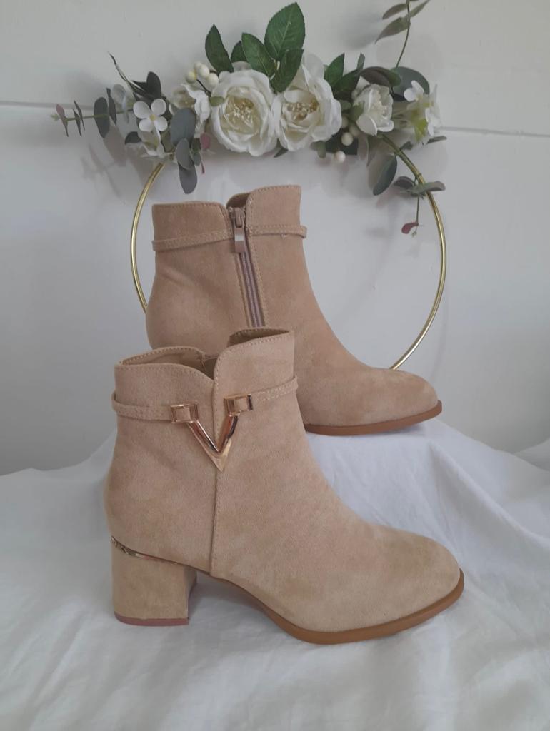 Victoria V Buckle Detail Ankle Boots