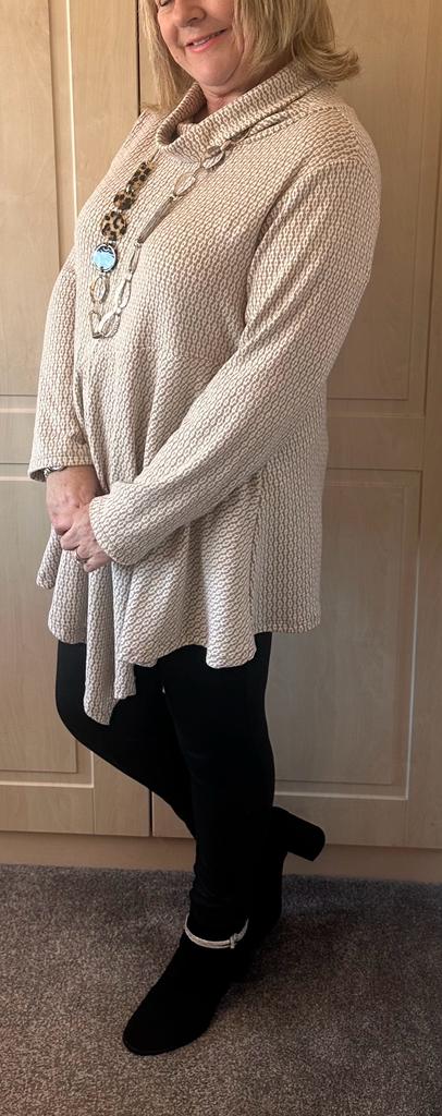 Marnie Cowl Neck Patterned Asymmetrical Hem Tunic