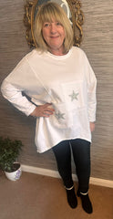 Rachel Glitter Star Oversized Sweater