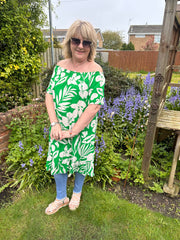 Elaine Lead Print Barot Dress