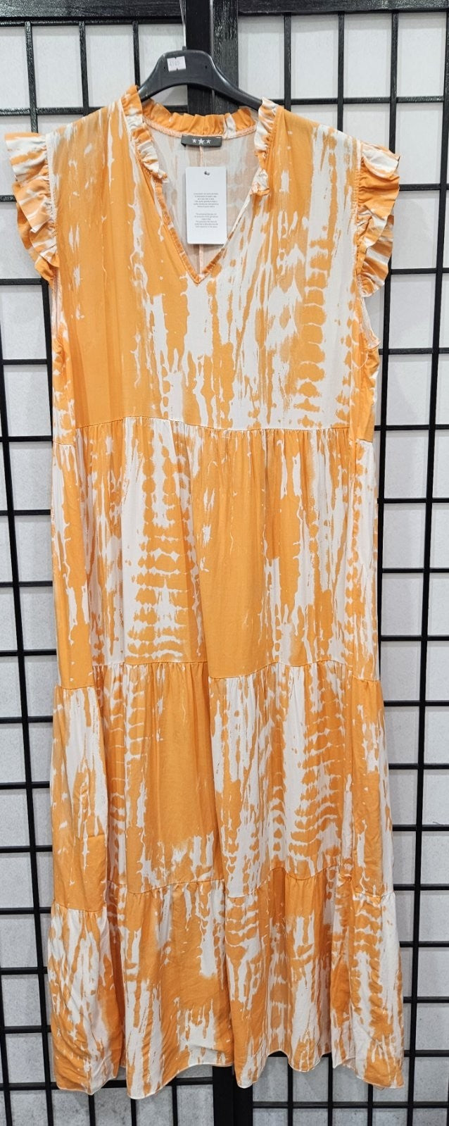 Tamara Tie Dye Print V Neck Frill Arm Dress