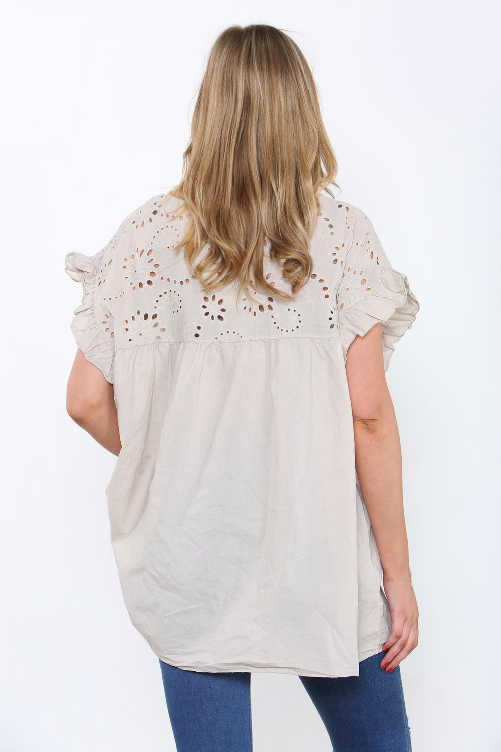 Philippa Frill Sleeve Broderie Anglaise Top