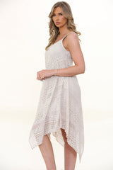 Susan Crochet Asymmetric Hem Dress - LB Clothing