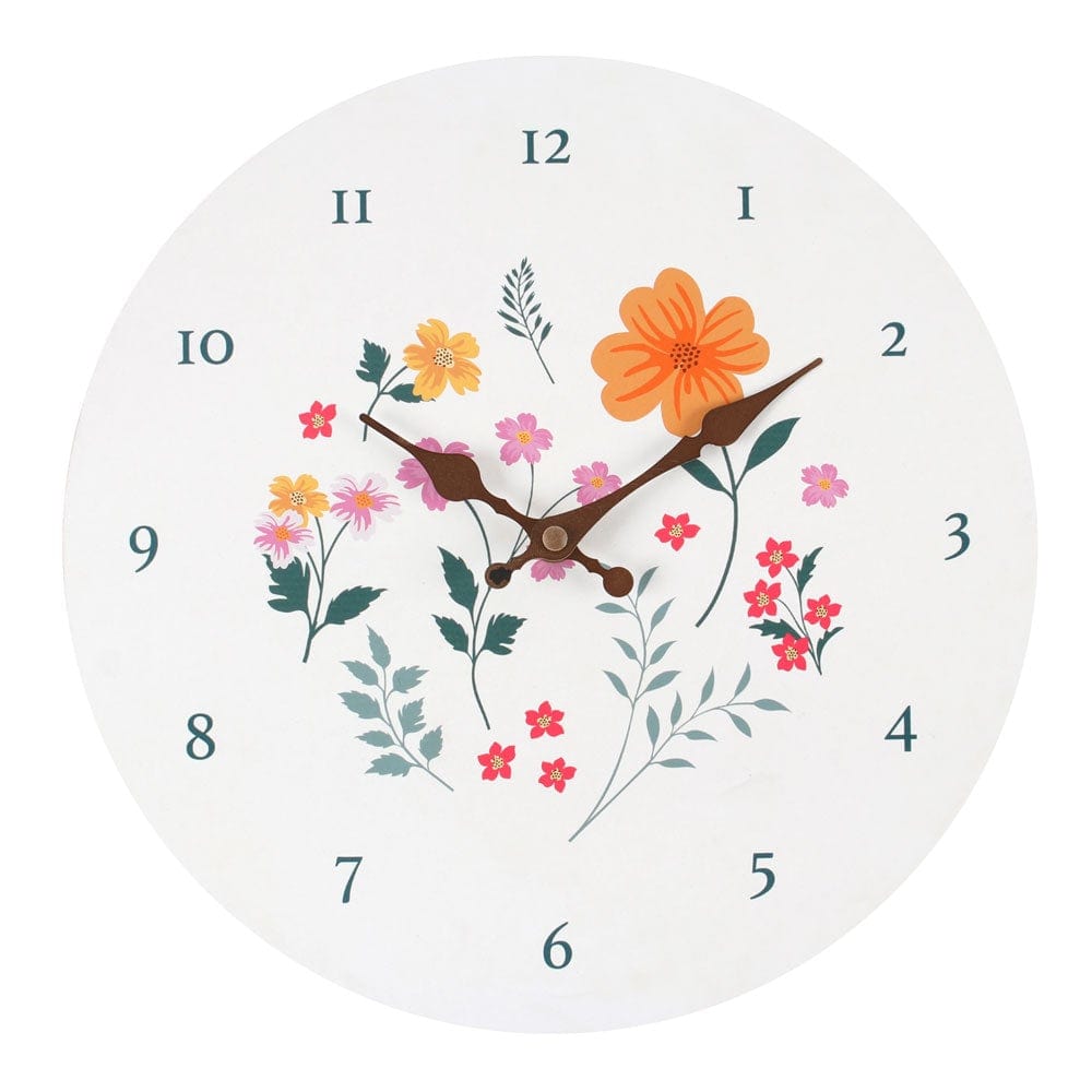 28cm Botanical Floral Wall Clock - LB Clothing