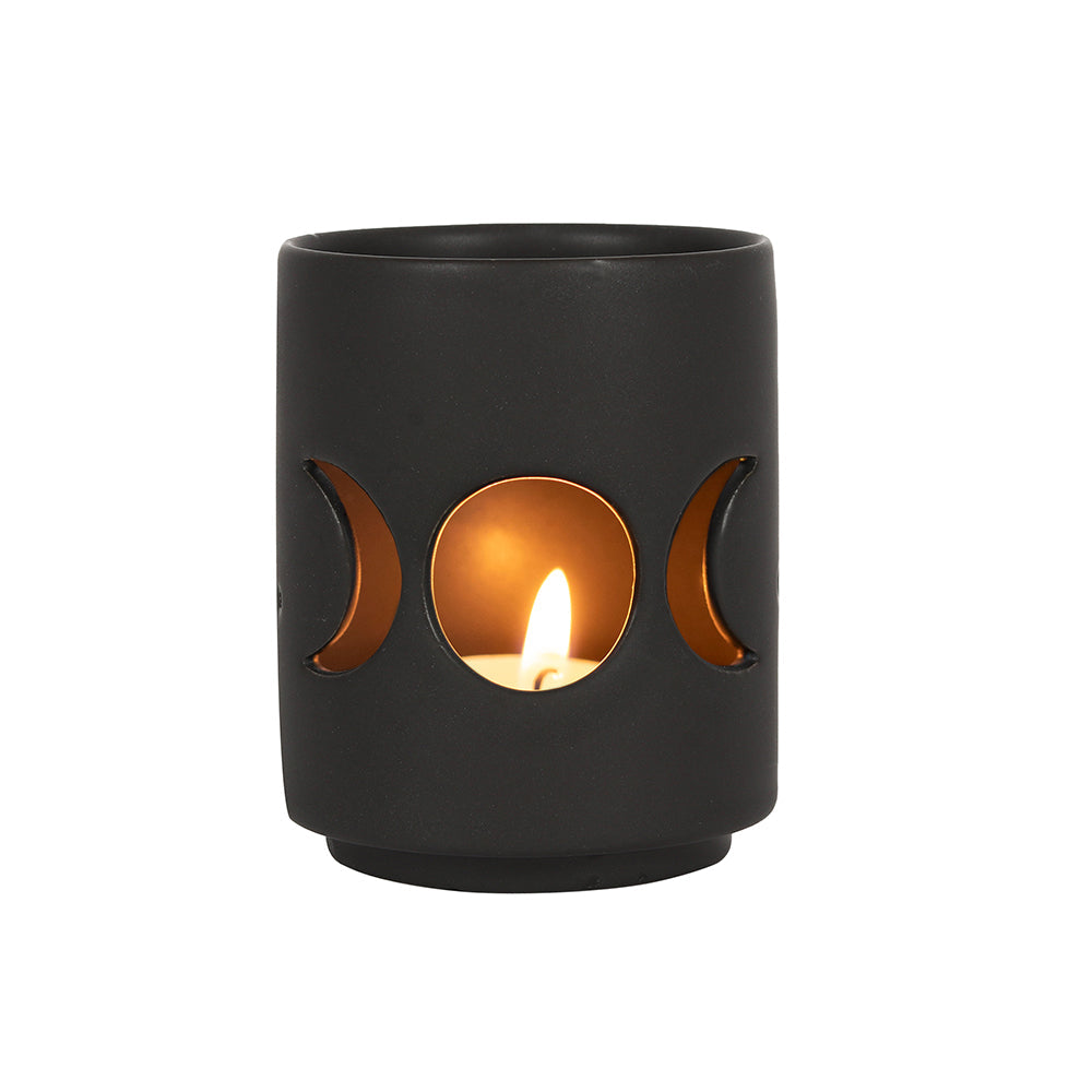 Small Black Triple Moon Cut Out Tealight Holder - LB Clothing