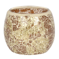 Large Gold Crackle Glass Candle Holder - LB Clothing