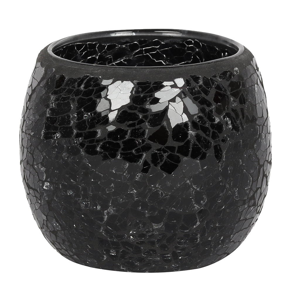 Large Black Crackle Glass Candle Holder - LB Clothing