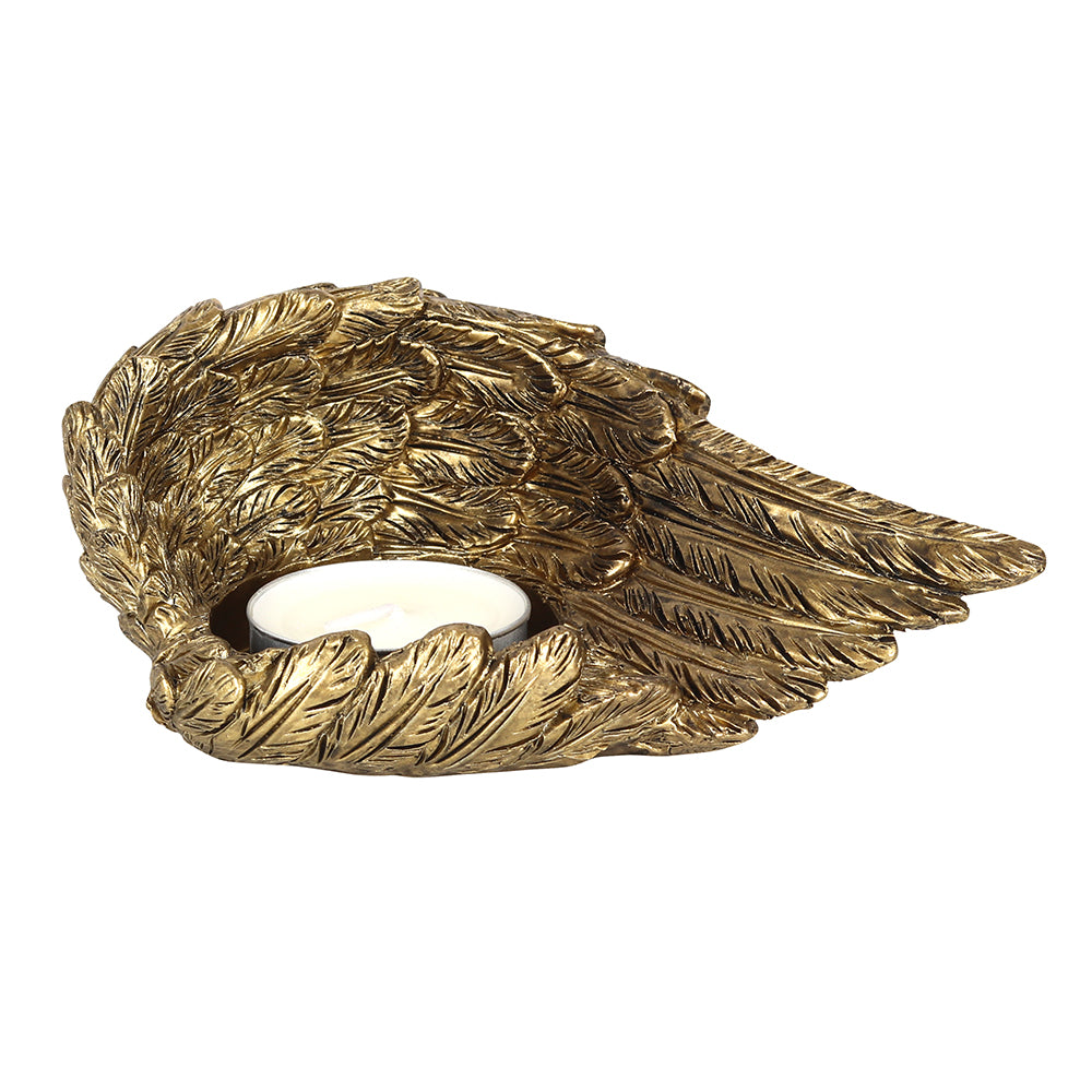 Gold Single Lowered Angel Wing Candle Holder - LB Clothing
