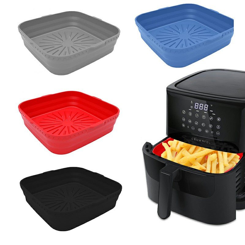 Square Microwavable Air Fryer Silicone Pot Baking Basket Oven Non Stick Reusable Liner - LB Clothing