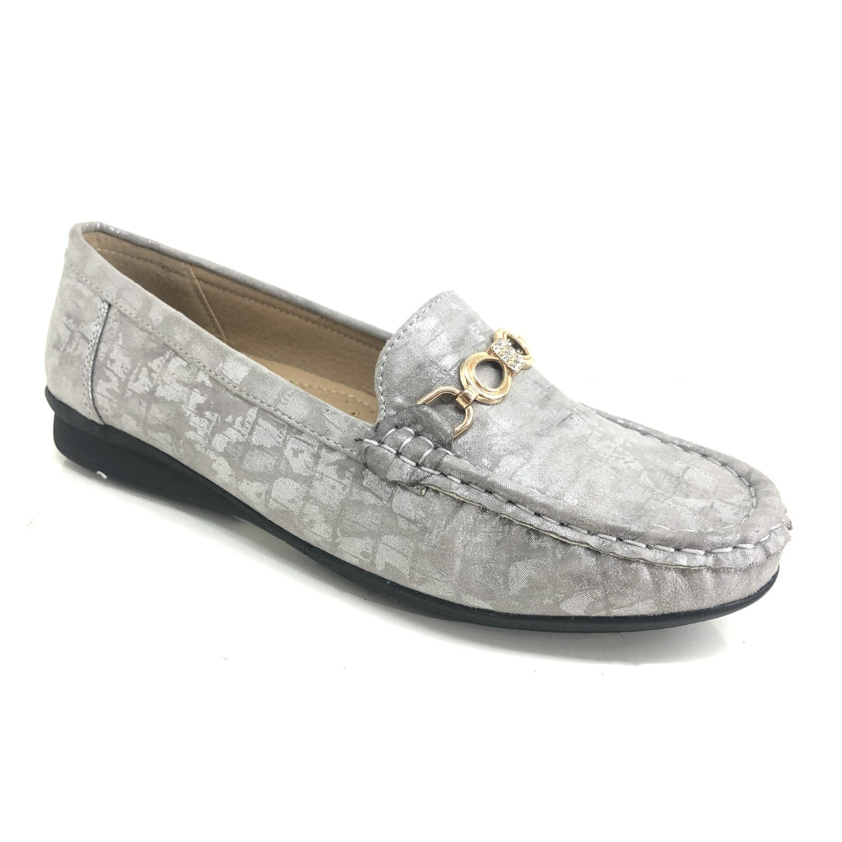 Bexy Buckle and Diamante Detail Loafers - LB Clothing