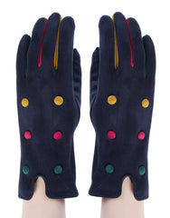 Donner Tricolour Decorated Buttons Opened Edge Gloves - LB Clothing