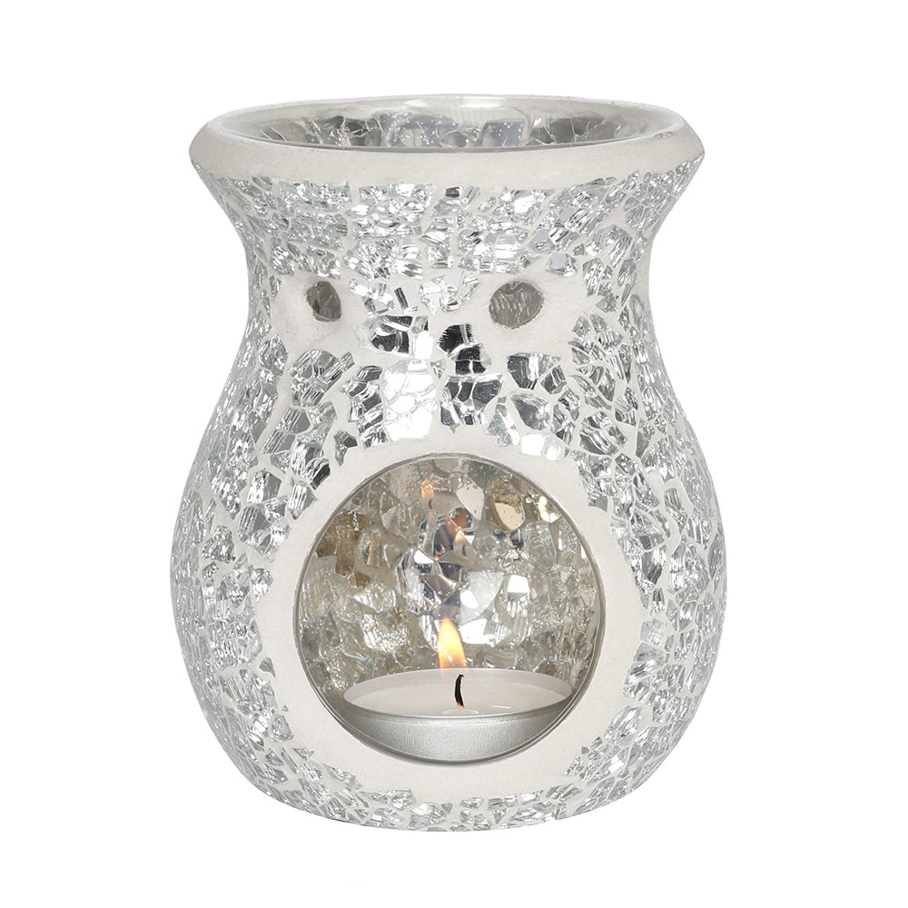 Small Silver Crackle Glass Oil Burner - LB Clothing