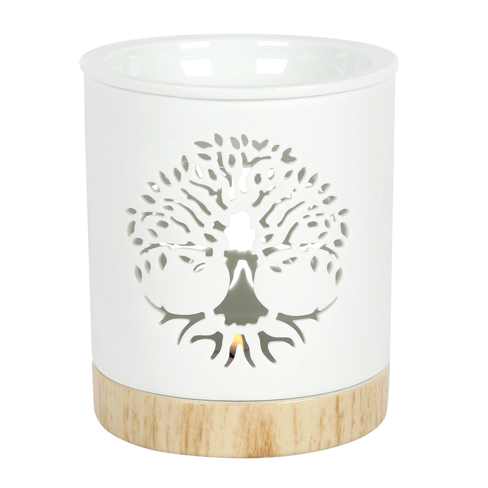 White Tree of Life Cut Out Oil Burner - LB Clothing