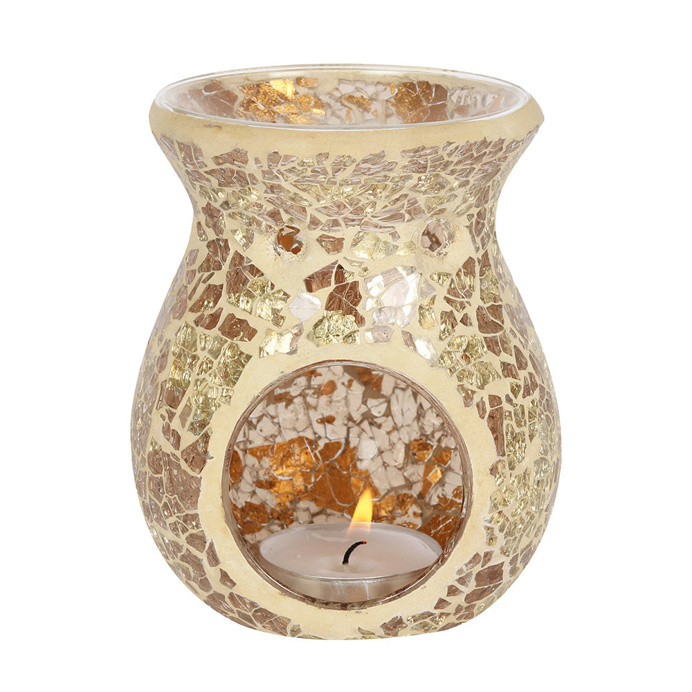 Small Gold Crackle Glass Oil Burner - LB Clothing