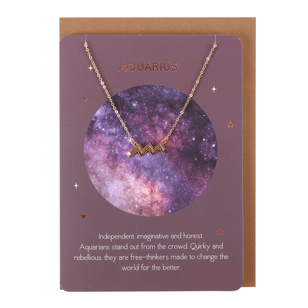 Aquarius Zodiac Necklace Card - LB Clothing