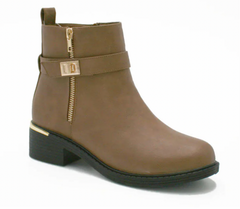 Ellis Gold Heel Wide Fit Ankle Boots - LB Clothing
