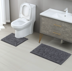 2pcs Memory Loop Bath Mat Set Pedestal Non Slip Super Soft Toilet Bathroom Rug