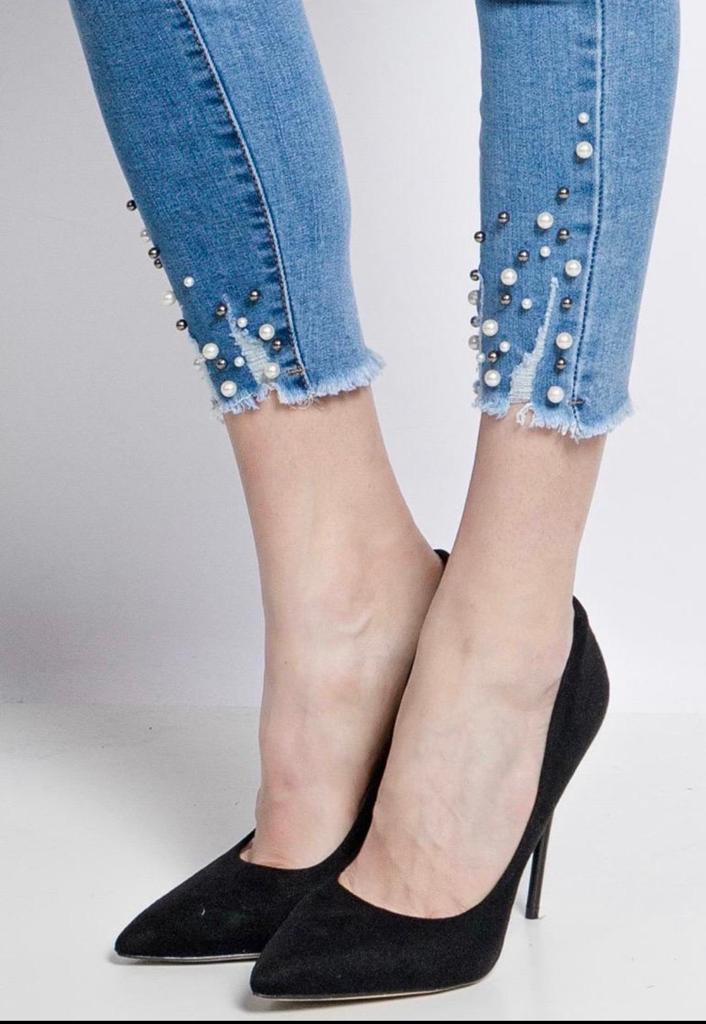 Jasmine Pearl Bottom Denim Jeans - LB Clothing