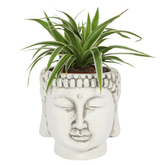 White Terracotta Buddha Head Planter - LB Clothing