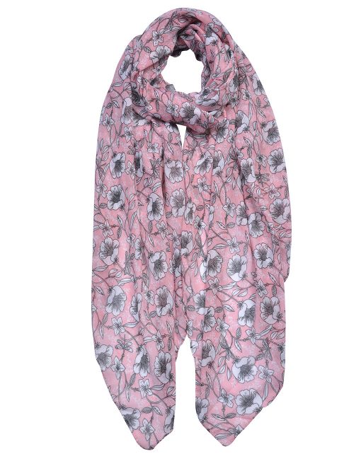 Laci Flower and Dragonfly Print Scarf - LB Boutique